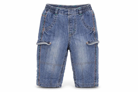 Front view of George Baby Blue Cotton Jogger Jeans, size 3-6, Months