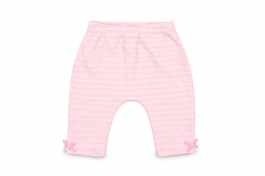 Front view of Watch Me Grow Baby Pink Striped Cotton Jogger Trousers, size 0-3, Months