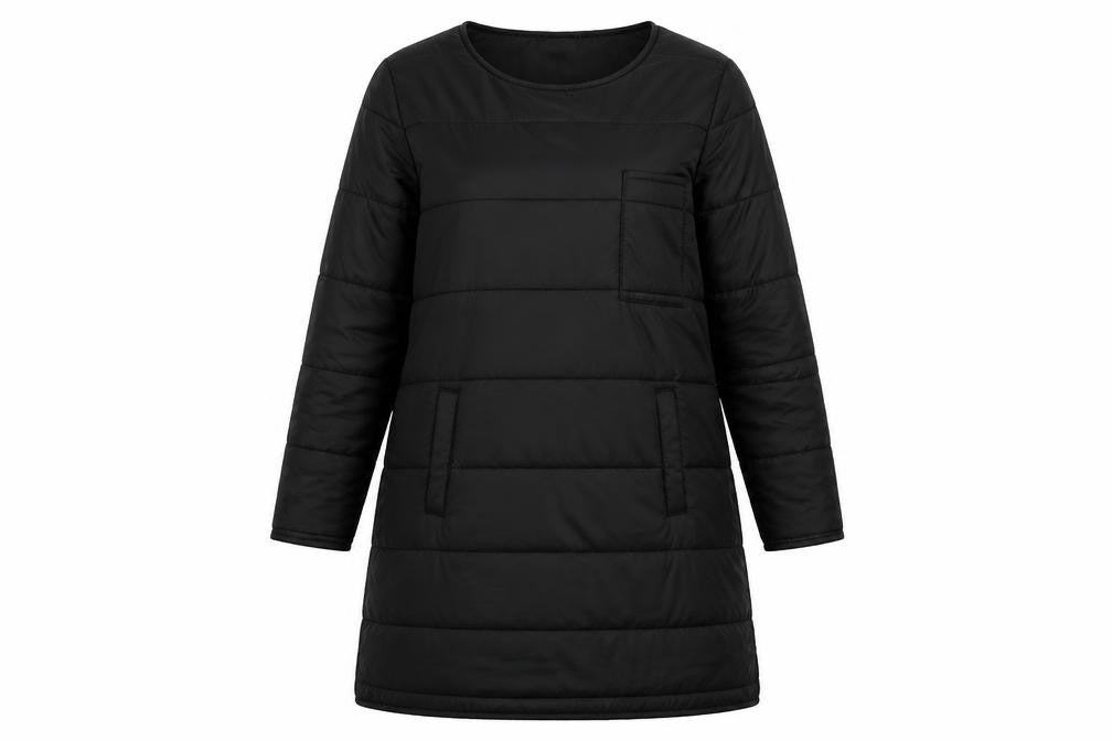 Front view of Y-G-S women’s black overcoat coat, size L