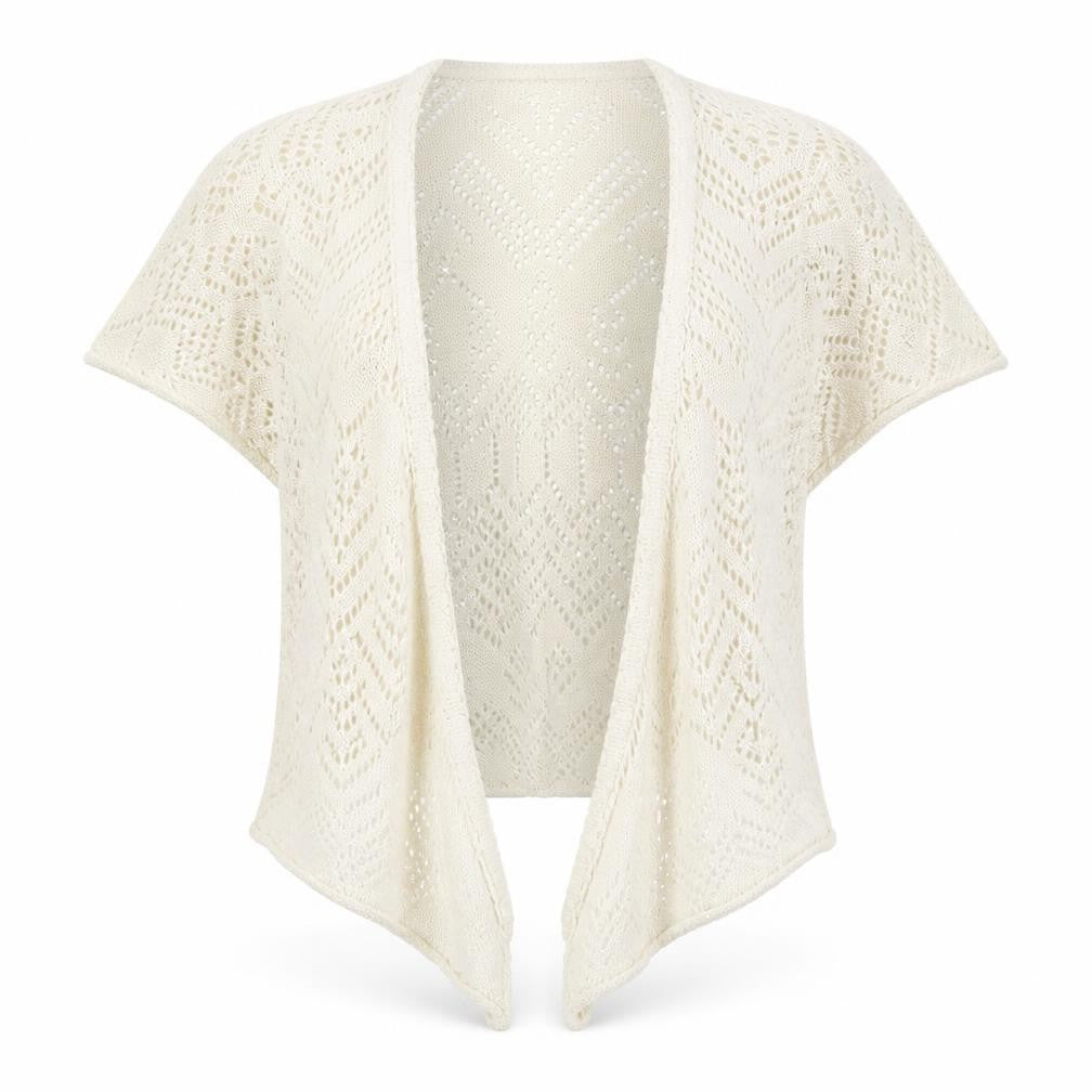 Red Herring Womens White V-Neck  Cotton Cardigan Jumper Size 10