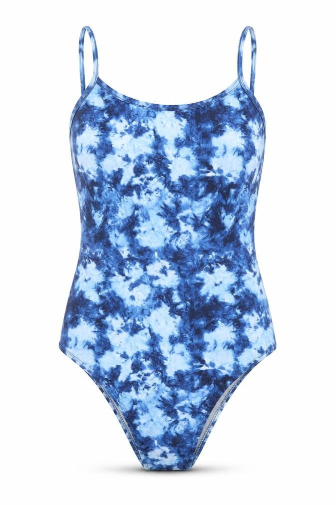 Cutie Womens Blue Tie Dye 100% Polyester Bodysuit One-Piece Size 8 L15 in