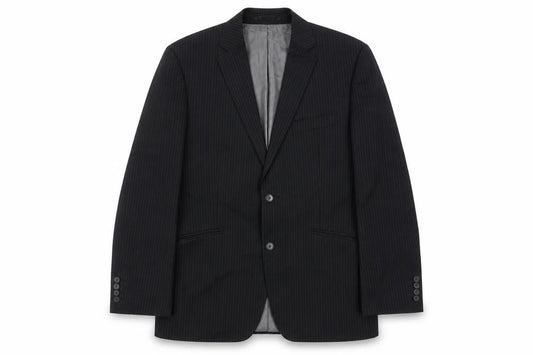 Front view of City Survival men’s black polyester jacket suit jacket, size 40