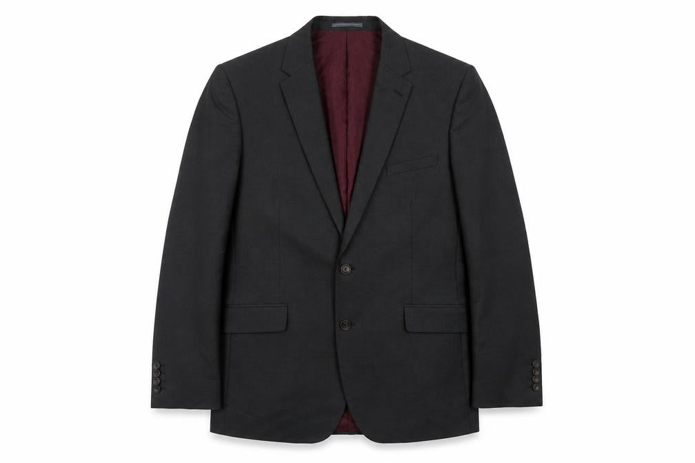 Front view of Marks & Spencer men’s black polyester jacket suit jacket, size 44