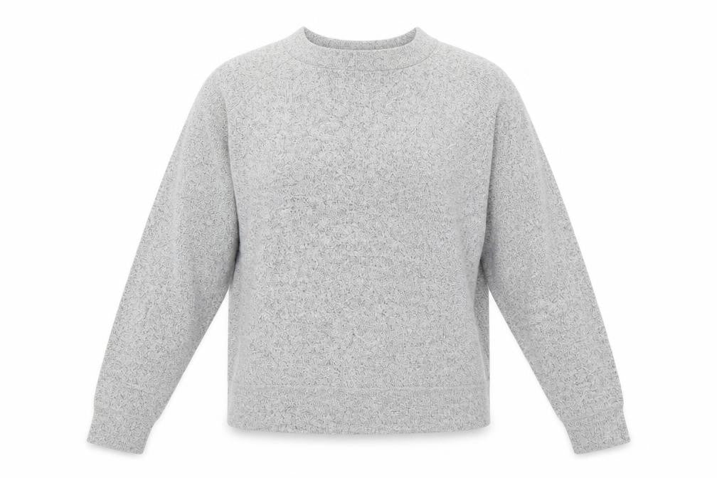 Front view of F&F women’s grey round neck viscose jumper, size UK 14