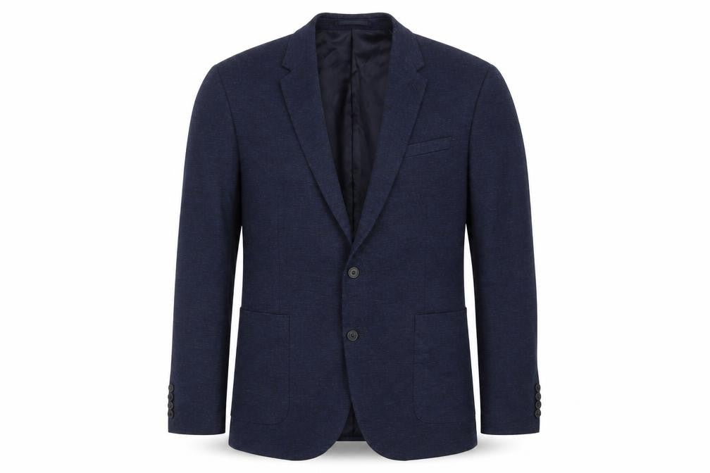 Front view of Tu men’s blue viscose jacket suit jacket, size 42