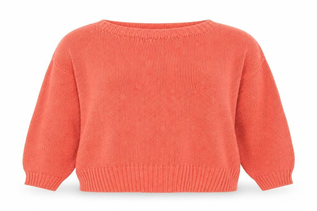 Front view of George women’s orange round neck acrylic jumper, size L, -, size UK 16-18