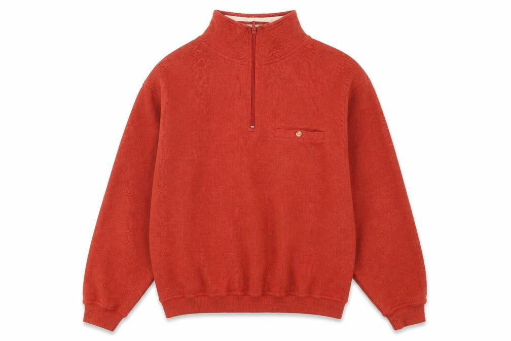 Front view of Premier Man men’s orange polyester pullover sweatshirt, size S