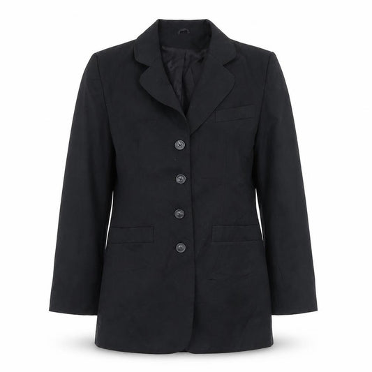 Front view of Dorothy Perkins women’s black jacket blazer, size UK 12, button