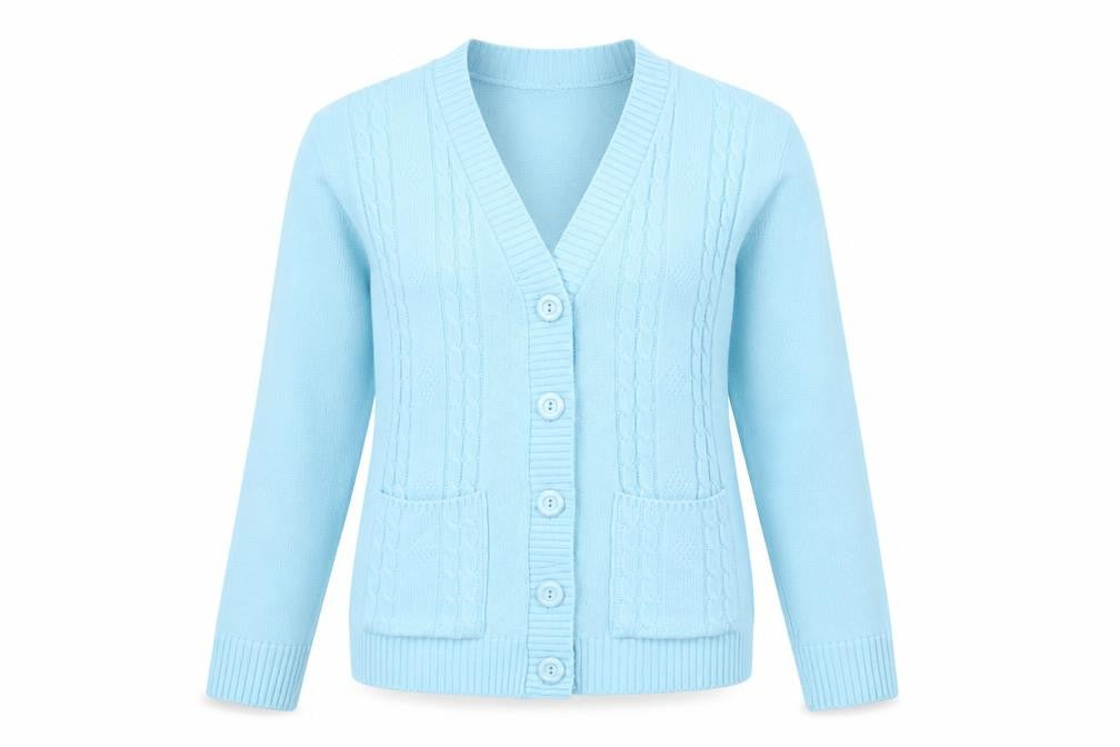 Choice Womens Blue V-Neck  Acrylic Cardigan Jumper Size 10