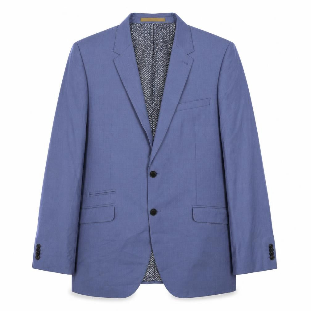 Front view of Burton men’s blue polyester jacket suit jacket, size 44