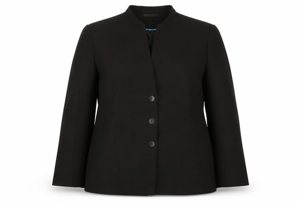Front view of Klass women’s brown jacket blazer, size UK 16, button