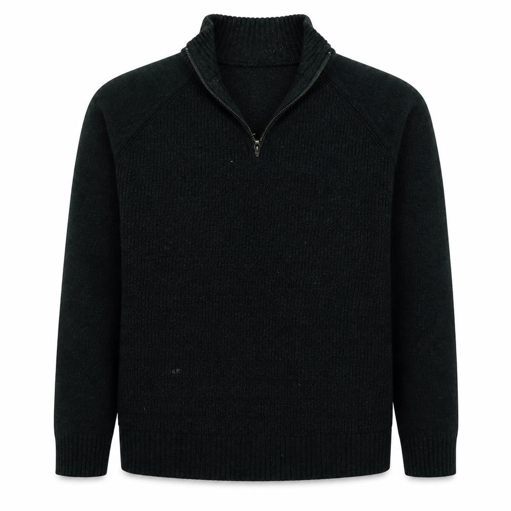 Front view of Burton men’s green v-neck acrylic jumper, size M