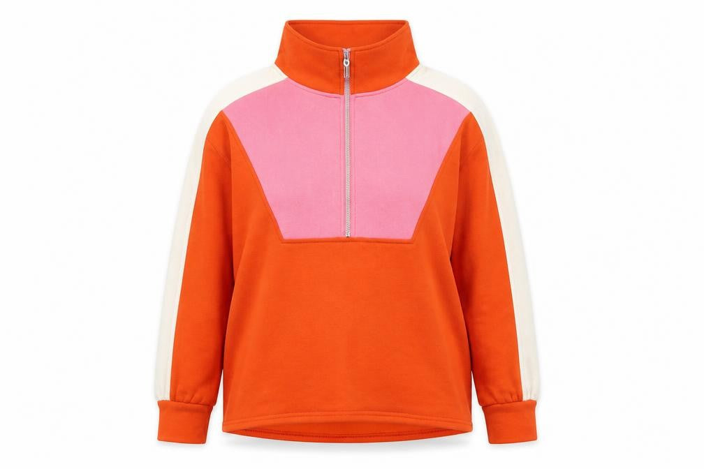 Front view of Pieces women’s multicoloured cotton pullover sweatshirt, size XS