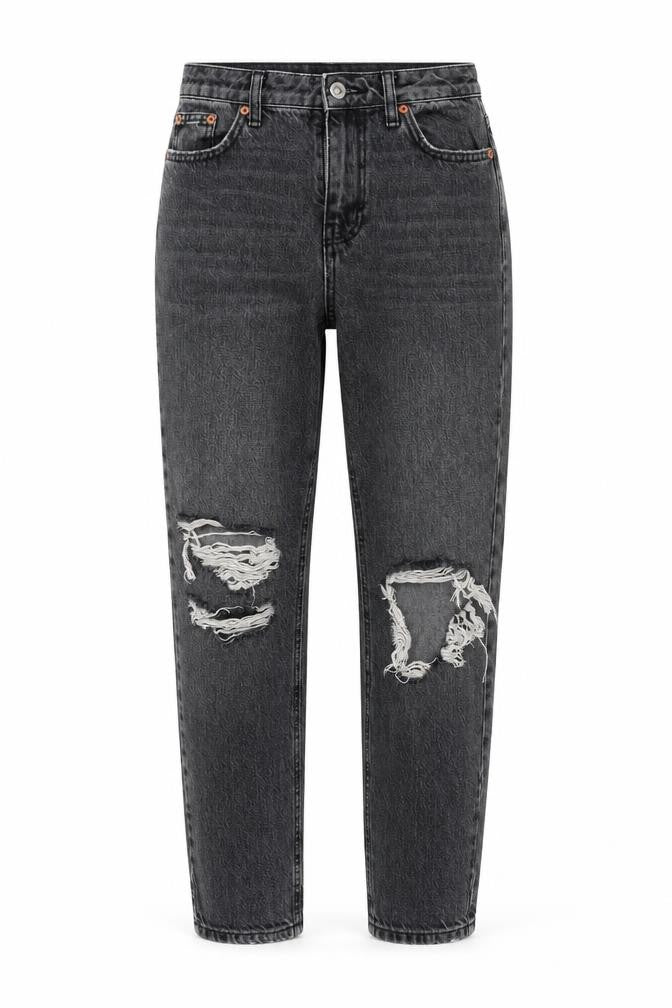Topshop Womens Grey  Cotton Mom Jeans Size 26 L28 in Regular