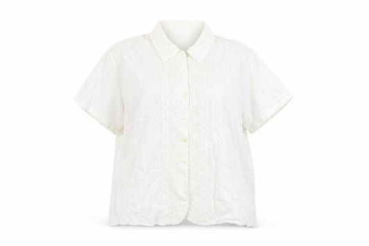 Front view of Marks & Spencer women’s ivory polyester basic button-up, size UK 20, v-neck