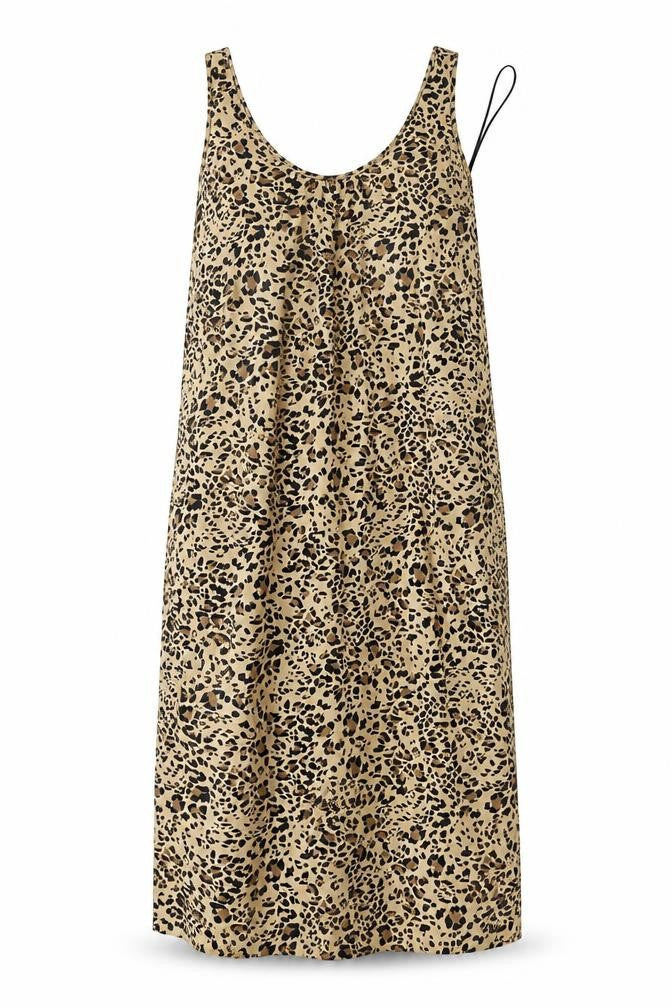 Marks and Spencer Womens Brown Animal Print Viscose Tank Dress  Size 8  Round Neck