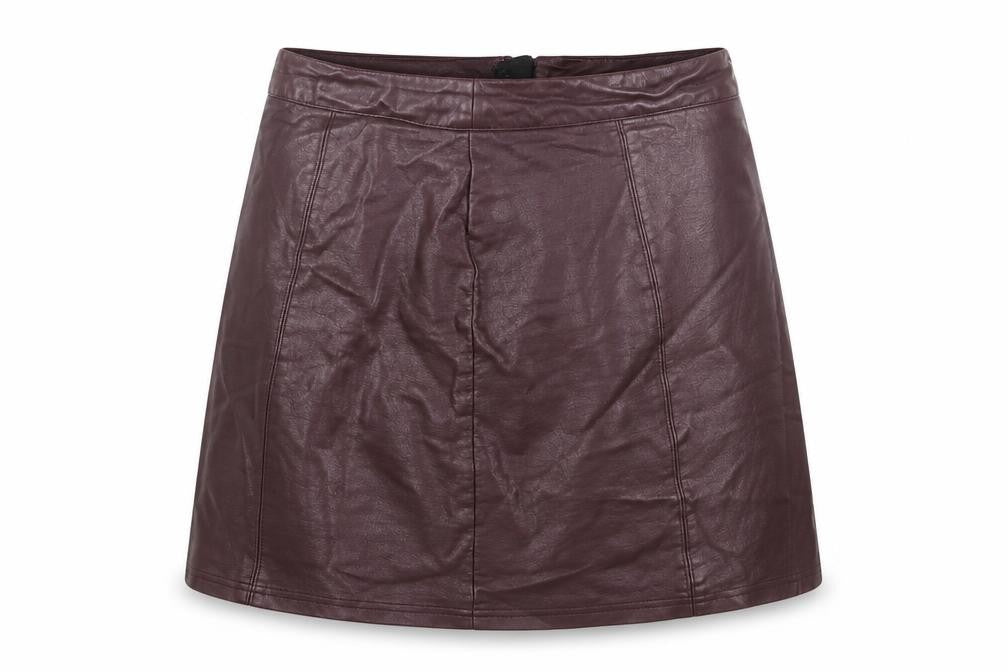 Preworn Womens Purple  Polyurethane A-Line Skirt Size 6   Zip