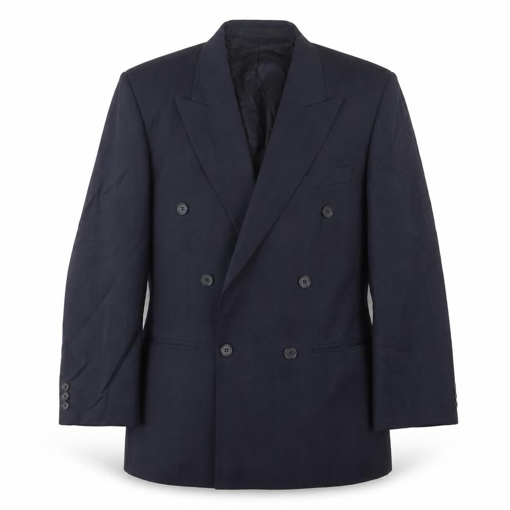 Front view of Marks & Spencer men’s blue wool jacket suit jacket, size 40