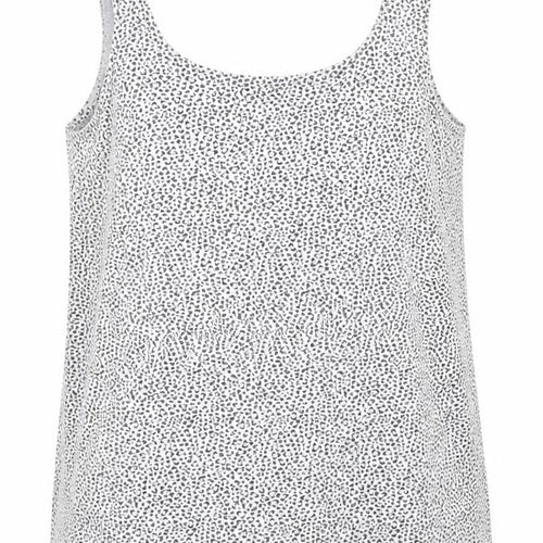 Marks and Spencer Womens White Animal Print Cotton Basic Tank Size 10 Scoop Neck