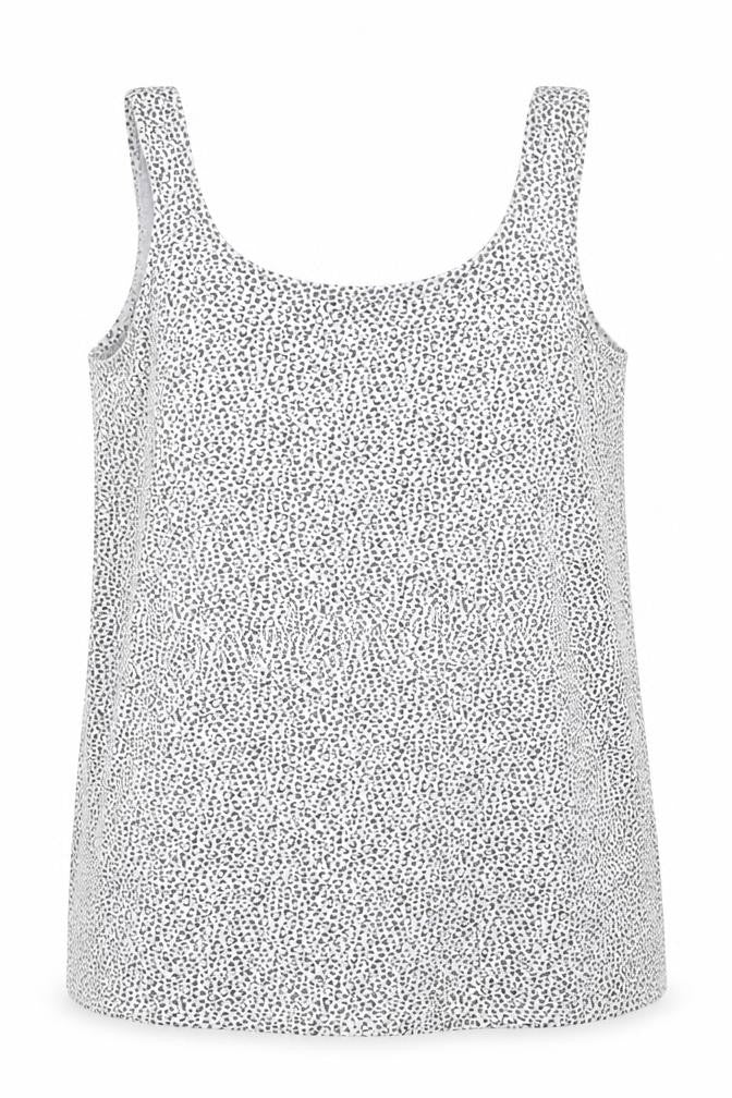 Marks and Spencer Womens White Animal Print Cotton Basic Tank Size 10 Scoop Neck