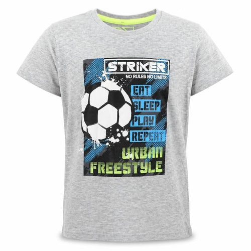 Matalan Boys Grey  Cotton Pullover T-Shirt Size 7 Years Crew Neck Pullover - Football