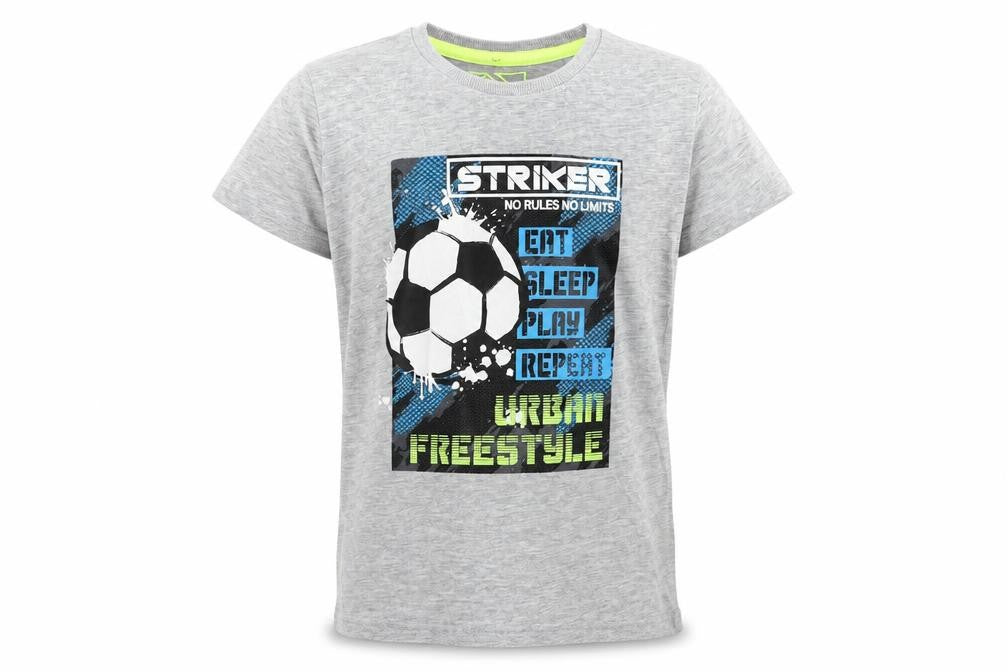 Matalan Boys Grey  Cotton Pullover T-Shirt Size 7 Years Crew Neck Pullover - Football