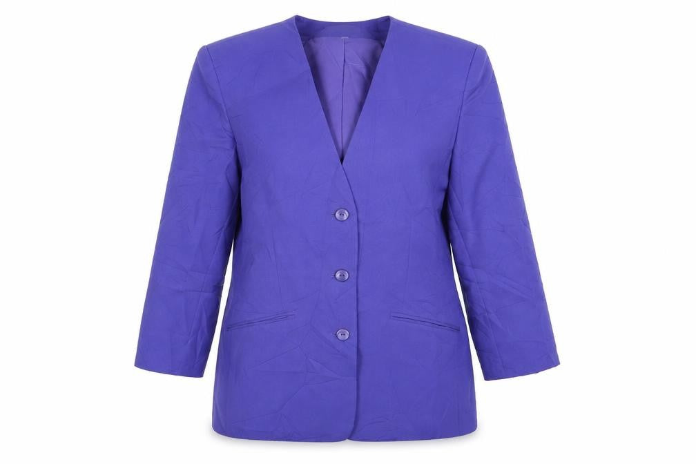 Front view of Classics women’s purple jacket blazer, size UK 12, button
