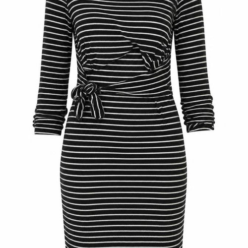 JoJo Maman Bébé Womens Black Striped Viscose Jumper Dress  Size S  Round Neck Pullover