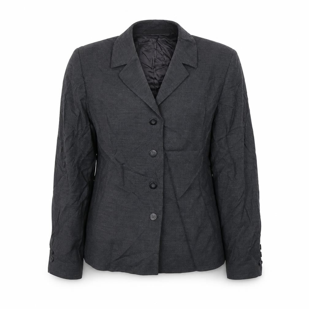 Front view of Marks & Spencer women’s grey wool jacket suit jacket, size UK 12