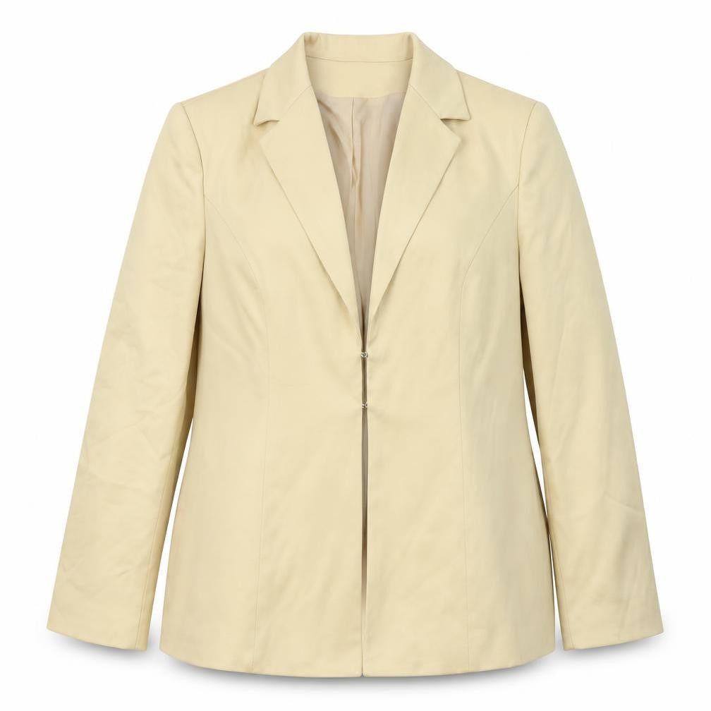 Front view of Style women’s gold polyester jacket blazer, size UK 16