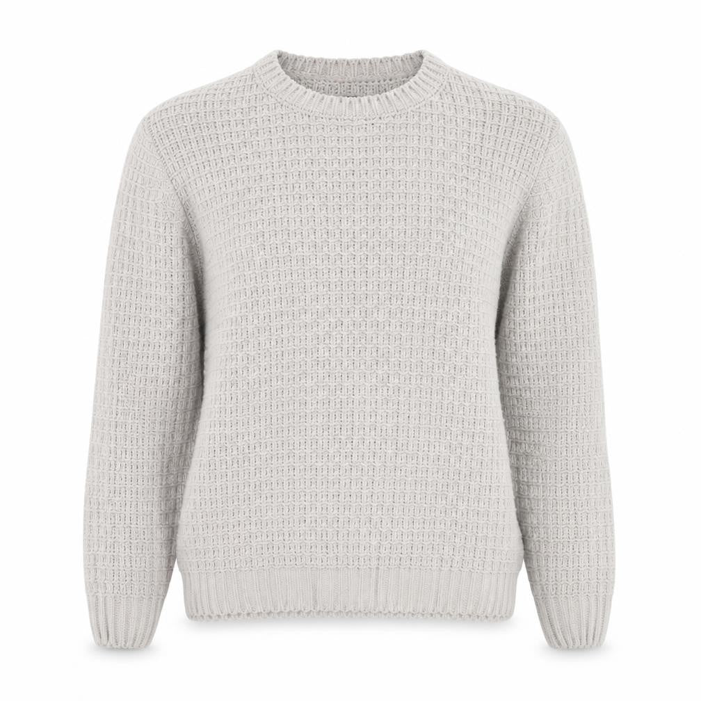 Front view of River Island women’s grey round neck polyester jumper, size M