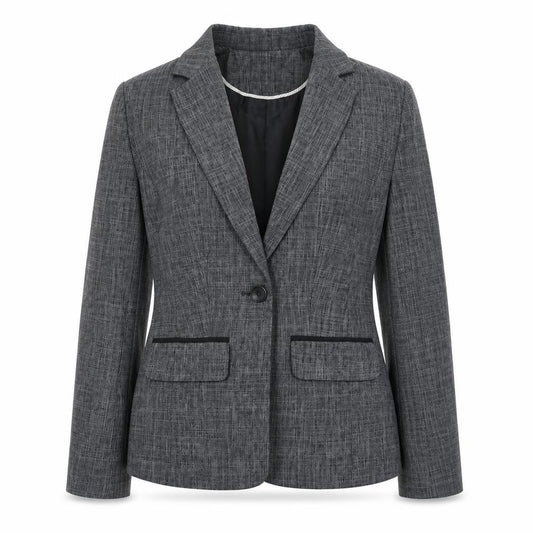 Front view of Papaya women’s grey jacket blazer, size UK 12, button
