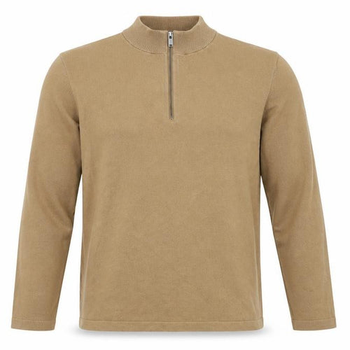 NEXT Mens Brown Mock Neck  Cotton Henley Jumper Size S