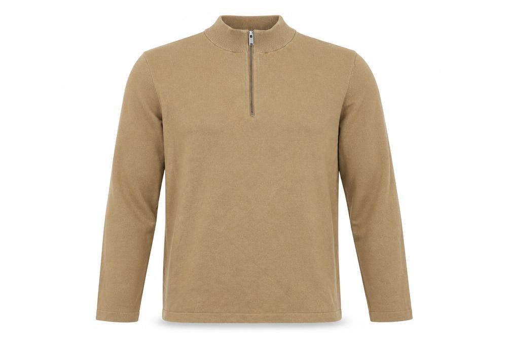 NEXT Mens Brown Mock Neck  Cotton Henley Jumper Size S