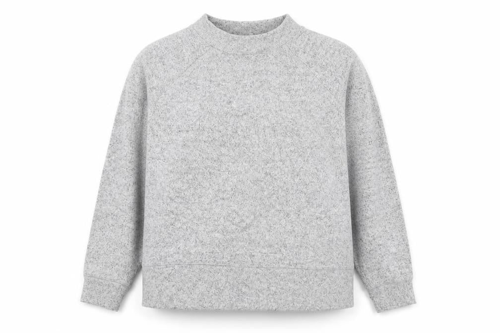 Front view of F&F women’s grey round neck viscose jumper, size UK 14