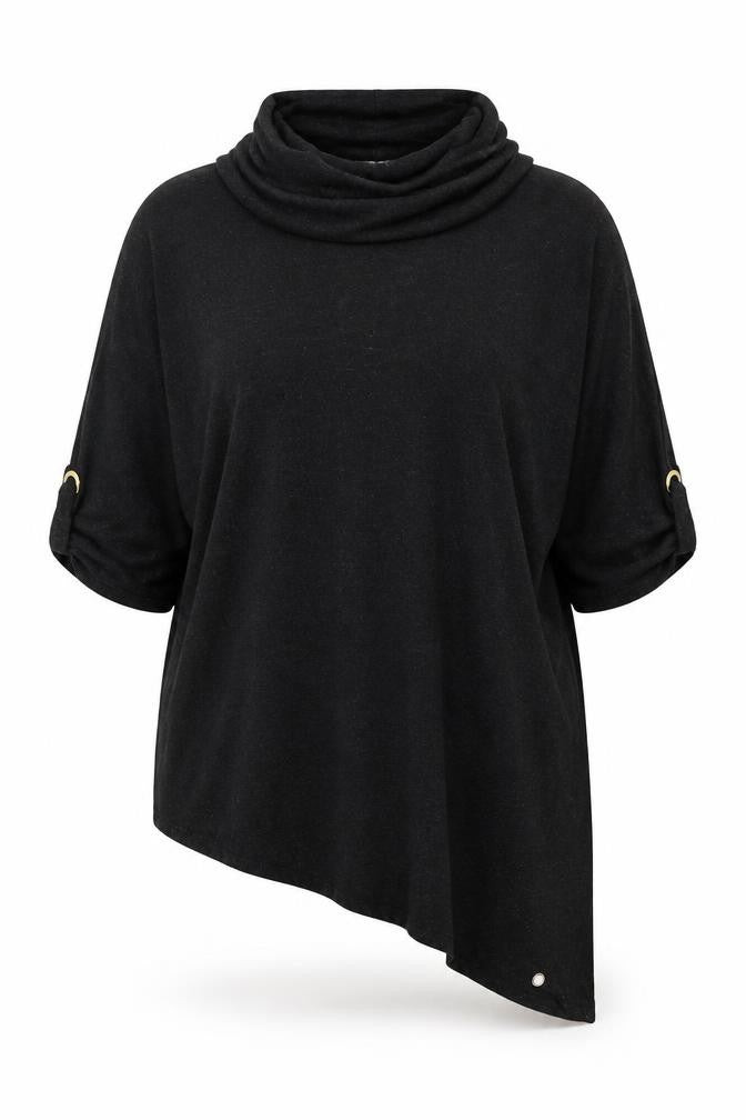 Front view of Pomodoro women’s green roll neck viscose jumper, size UK 4