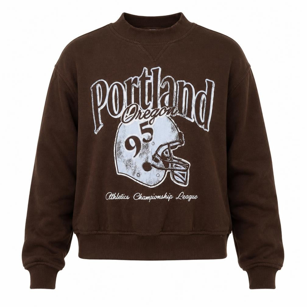 Front view of H&M women’s brown cotton pullover sweatshirt, size XS, pullover - portland oregon
