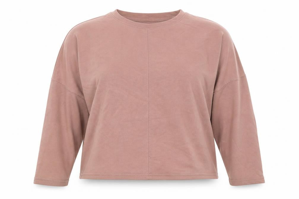 Front view of New Look women’s pink cotton pullover sweatshirt, size UK 10, pullover