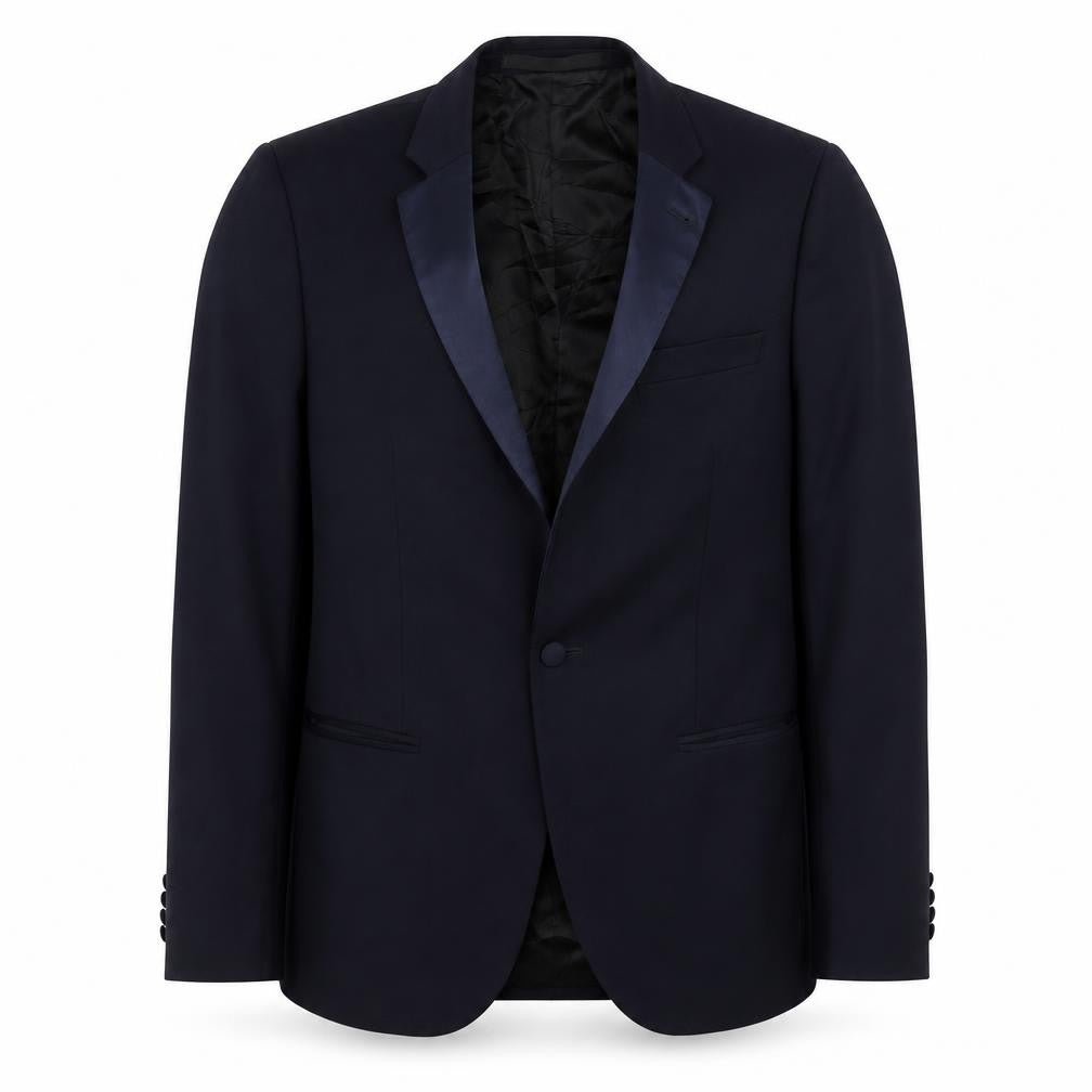 Front view of Topman men’s blue polyester jacket suit jacket, size 38