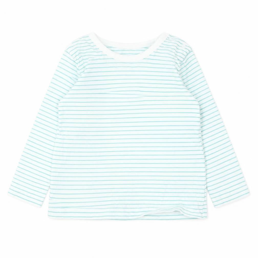 Dunnes Stores Baby Green Striped Cotton Basic T-Shirt Size 3-6 Months Round Neck
