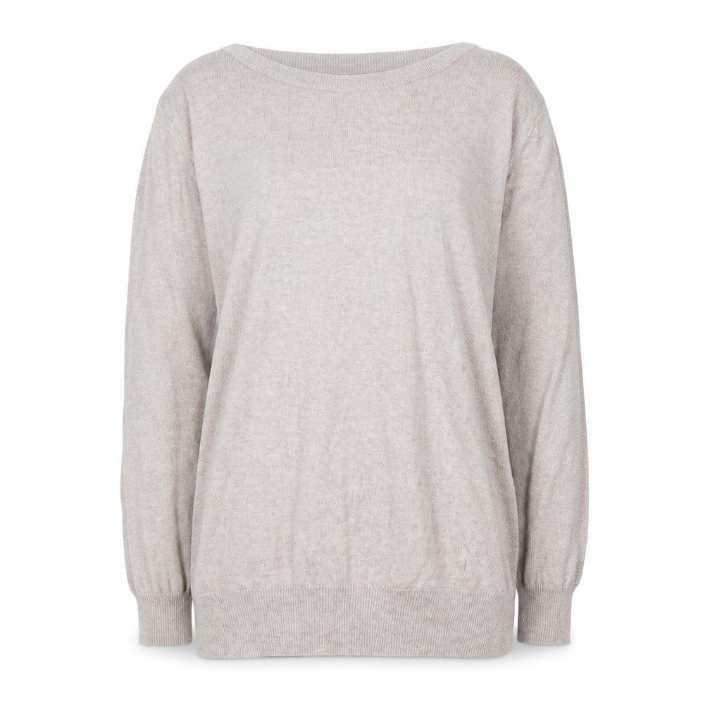 Front view of Next women’s brown round neck cotton jumper, size UK 8