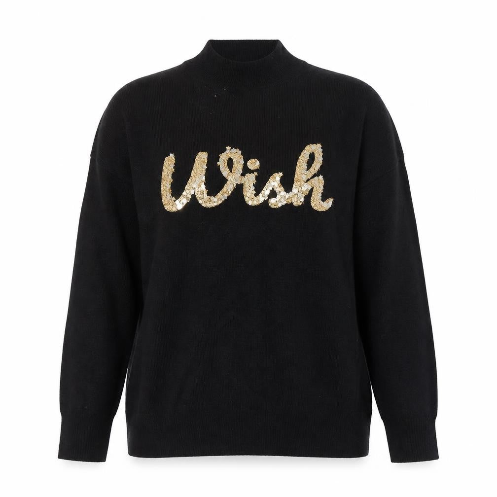 Front view of Next women’s black crew neck nylon jumper, size UK 12