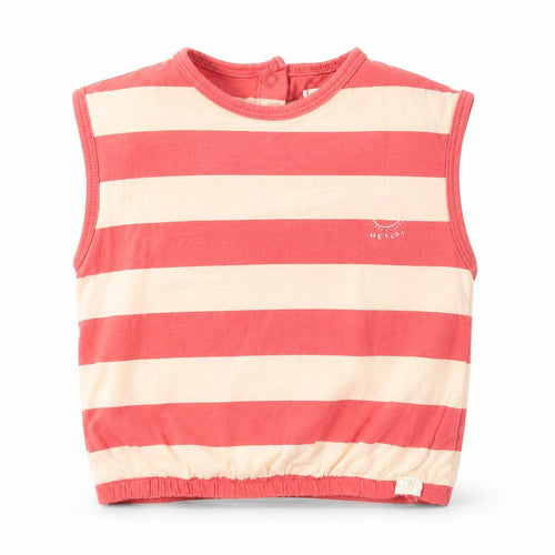 Mango Girls Red Striped 100% Cotton Pullover Tank Size 12-18 Months Boat Neck