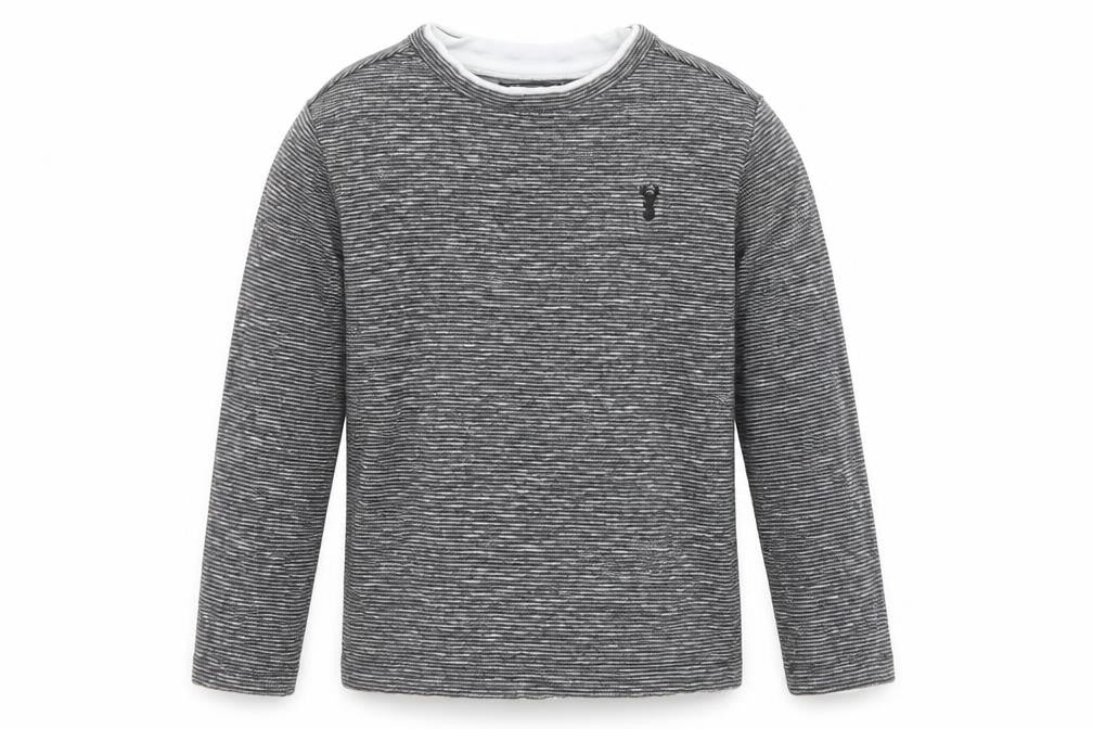 Front view of Next boys’ grey 100% cotton pullover casual, size 5, years boat neck