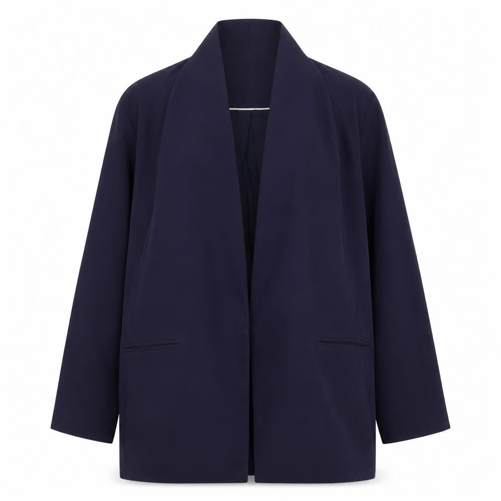 Front view of Topshop women’s blue polyester jacket blazer, size UK 10