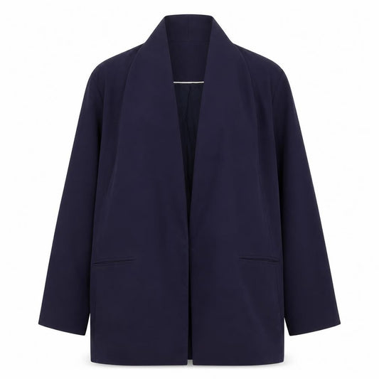 Front view of Topshop women’s blue polyester jacket blazer, size UK 10