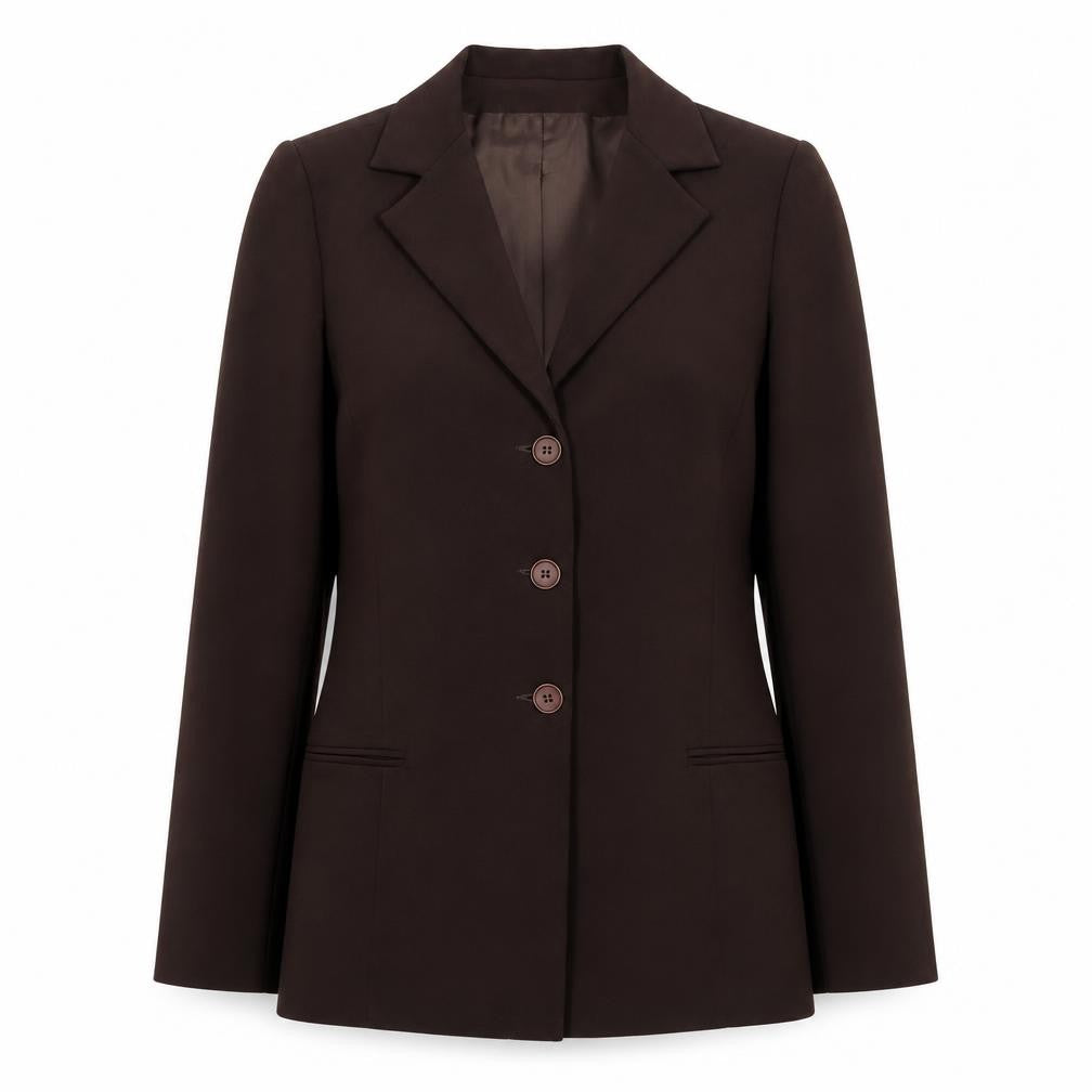 Front view of Monte Napoleone women’s brown polyester jacket suit jacket, size UK 12