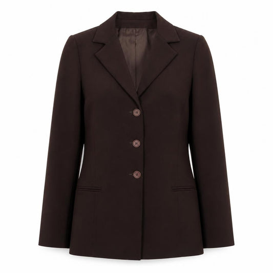 Front view of Monte Napoleone women’s brown polyester jacket suit jacket, size UK 12