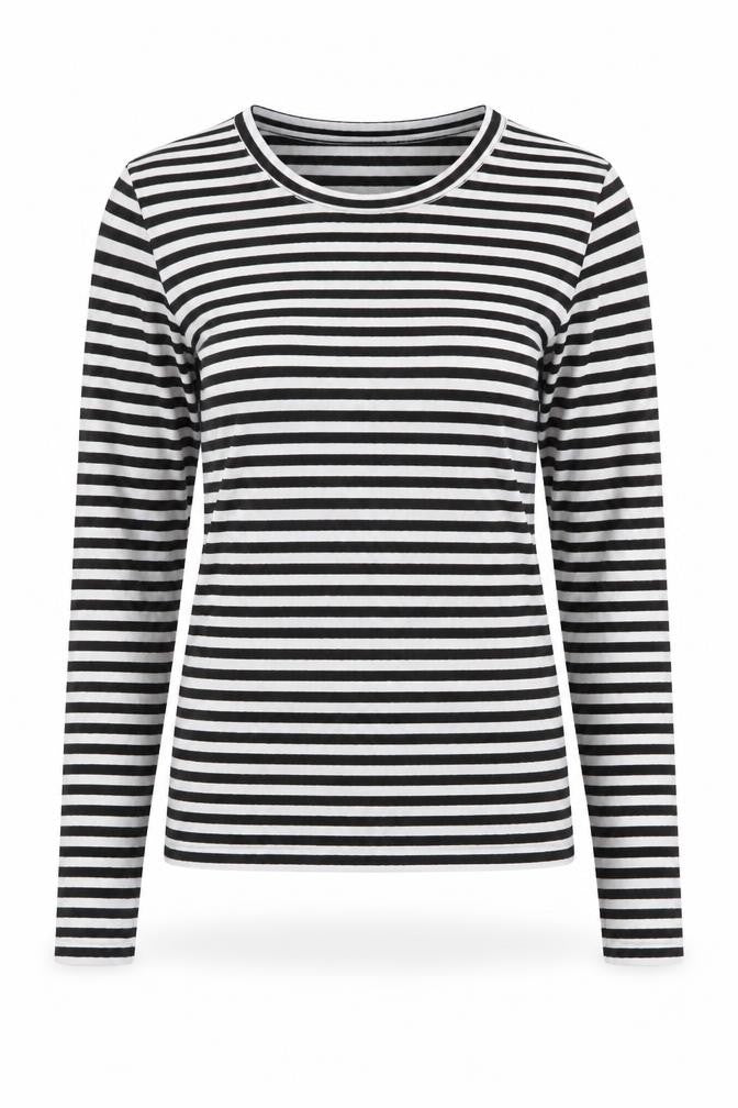 Pieces Womens Multicoloured Striped Polyester Jersey T-Shirt Size XS Round Neck