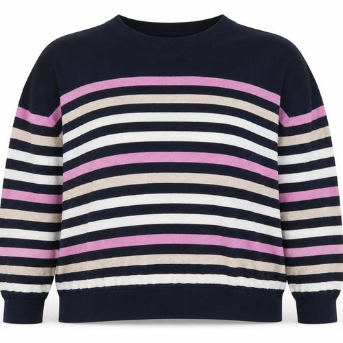 Marks and Spencer Womens Multicoloured Round Neck Striped 100% Cotton Pullover Jumper Size XL